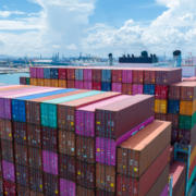 Containers on a barge