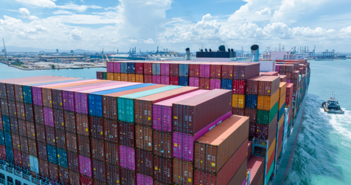 Containers on a barge