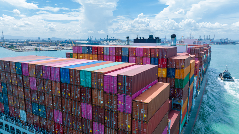 Containers on a barge